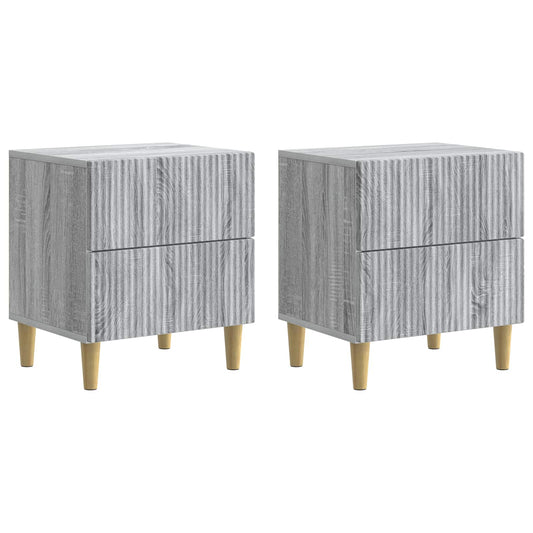 Nattduksbord med låda 2 pcs Grå sonoma-ek 43 x 34,5 x 48 cm