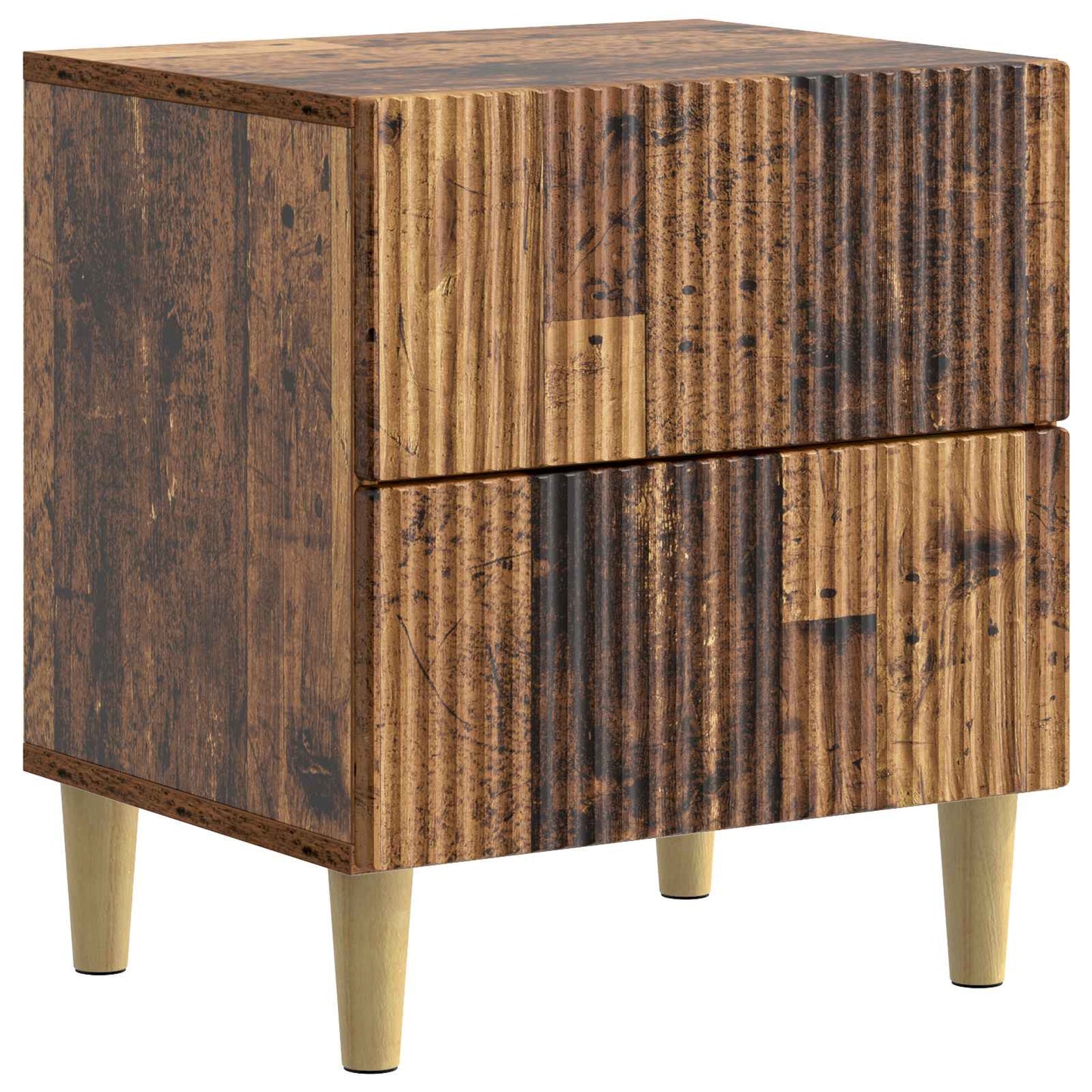Nattduksbord med låda 2 pcs Gammalt trä 43 x 34,5 x 48 cm
