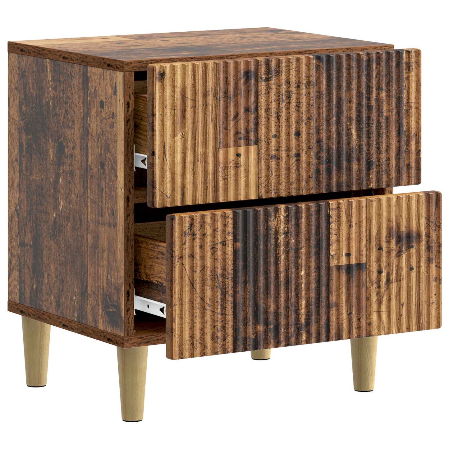 Nattduksbord med låda 2 pcs Gammalt trä 43 x 34,5 x 48 cm