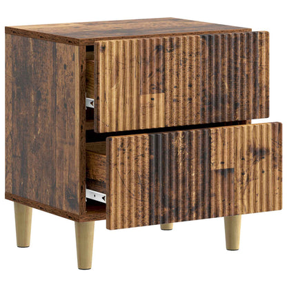 Nattduksbord med låda 2 pcs Gammalt trä 43 x 34,5 x 48 cm