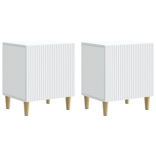 Nattduksbord 2 pcs Vit 43 x 34,5 x 50 cm Konstruerat trä