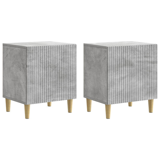 Nattduksbord 2 pcs Betonggrå 43 x 34,5 x 50 cm Konstruerat trä