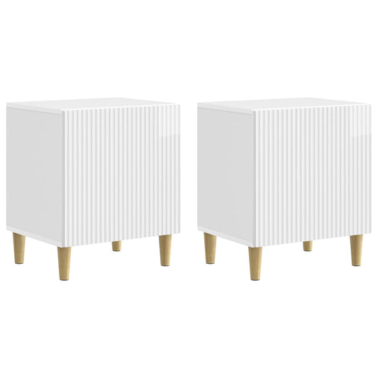 Nattduksbord 2 pcs Vit högglans 43 x 34,5 x 50 cm