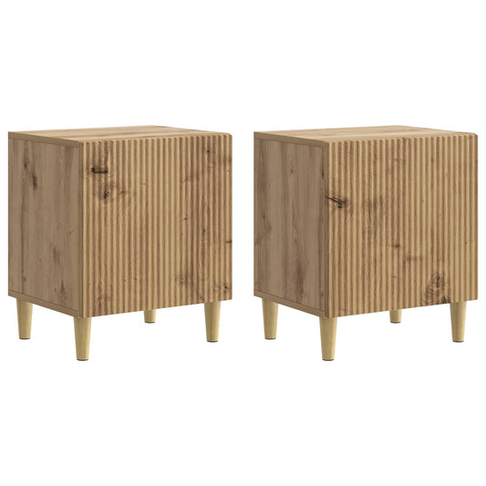Nattduksbord 2 pcs Artisan-ek 43 x 34,5 x 50 cm Konstruerat trä
