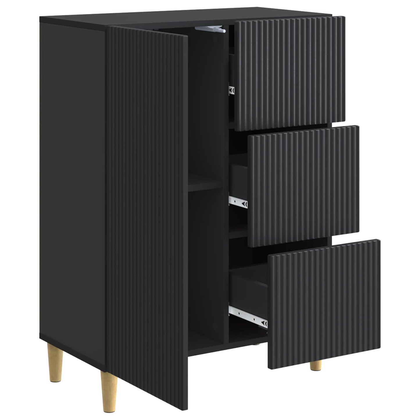 Sideboard med låda Svart 66 x 34,5 x 90 cm Konstruerat trä