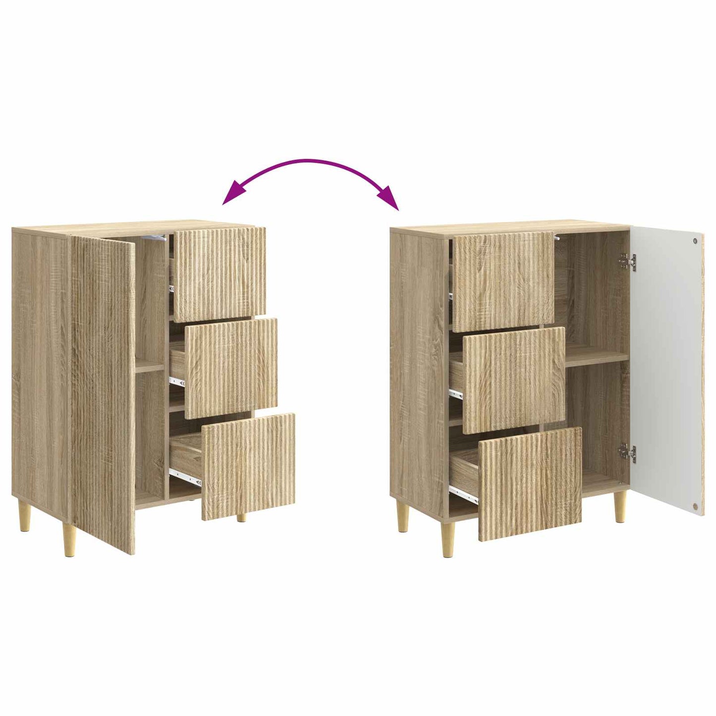 Sideboard med låda Sonoma-ek 66 x 34,5 x 90 cm Konstruerat trä