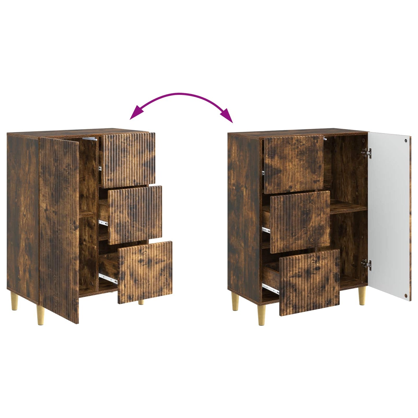 Sideboard med låda Rökt ek 66 x 34,5 x 90 cm Konstruerat trä