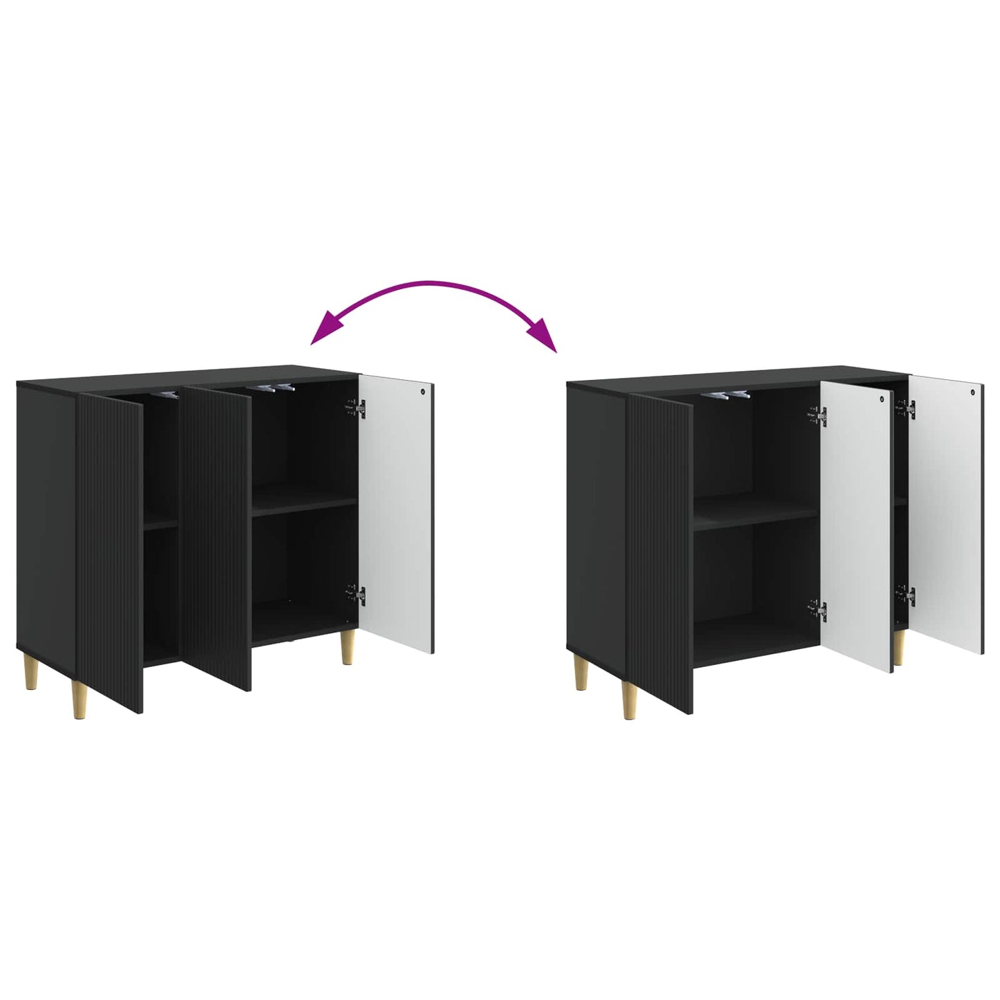 Sideboard Svart 89 x 34,5 x 80 cm Konstruerat trä