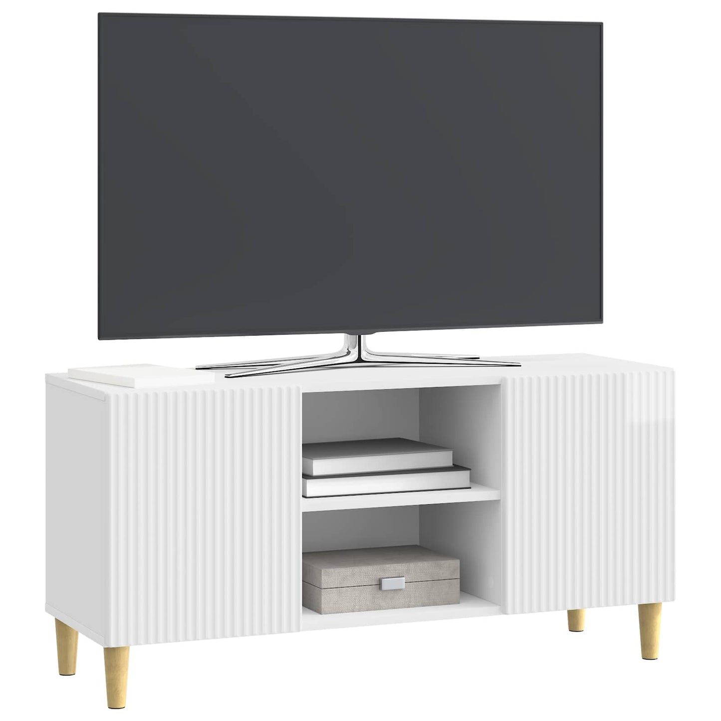 TV-skåp Vit högglans 102 x 34,5 x 50 cm Konstruerat trä