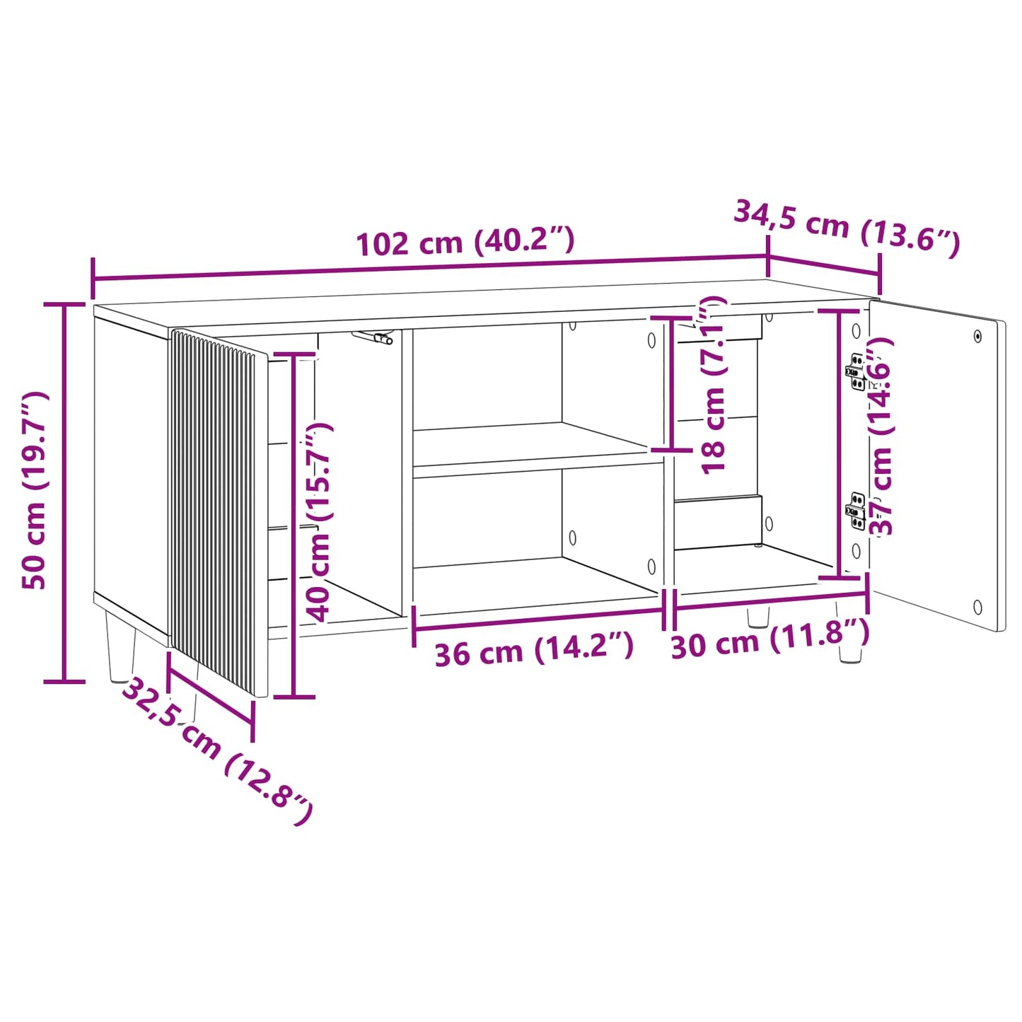 TV-skåp Vit högglans 102 x 34,5 x 50 cm Konstruerat trä