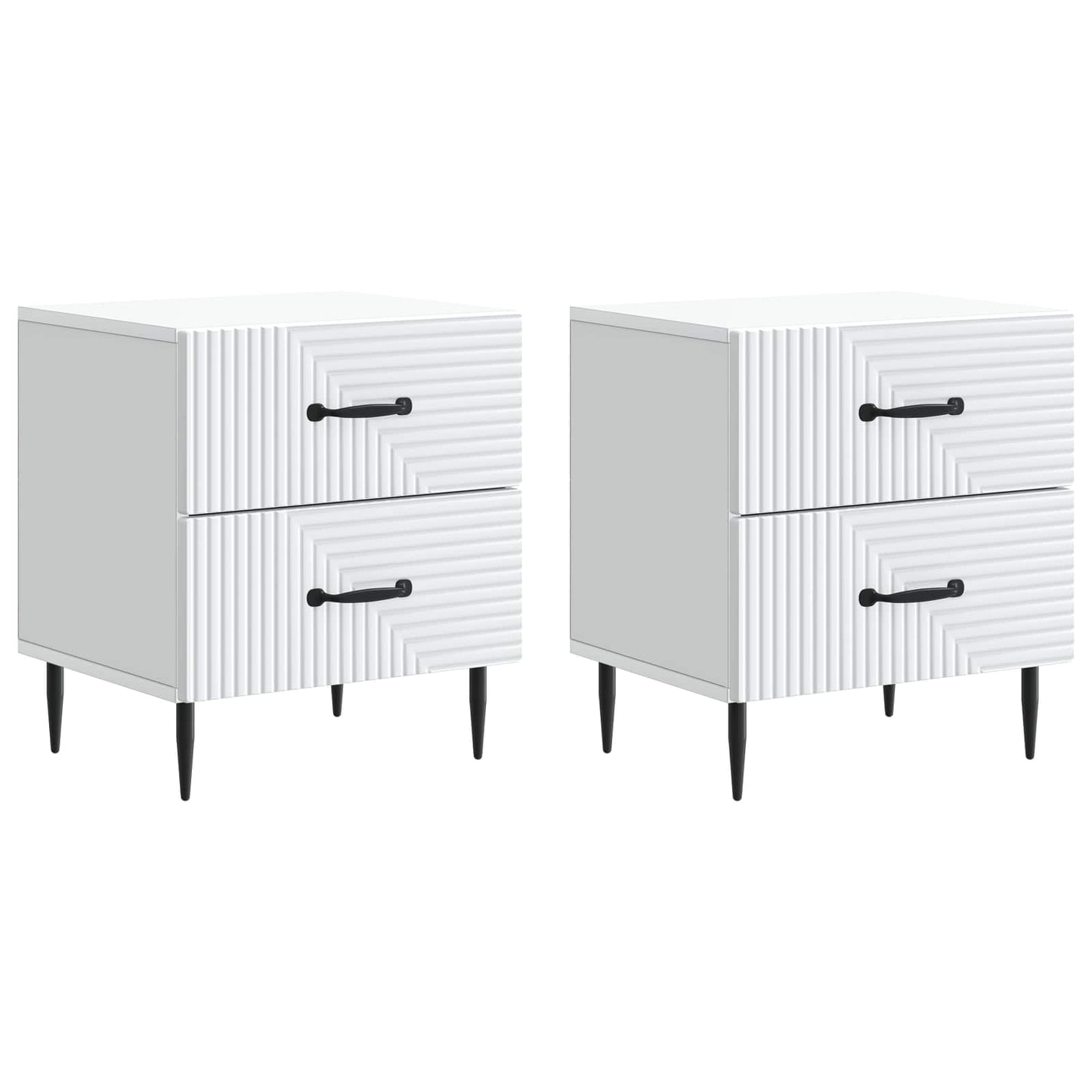 Nattduksbord 2 pcs Vit 43 x 34,5 x 47,5 cm Konstruerat trä