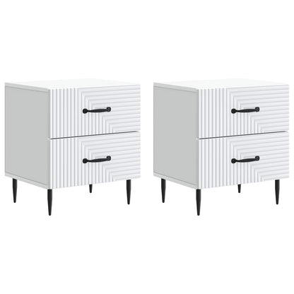 Nattduksbord 2 pcs Vit 43 x 34,5 x 47,5 cm Konstruerat trä