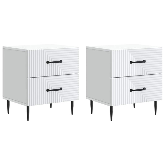 Nattduksbord 2 pcs Vit 43 x 34,5 x 47,5 cm Konstruerat trä