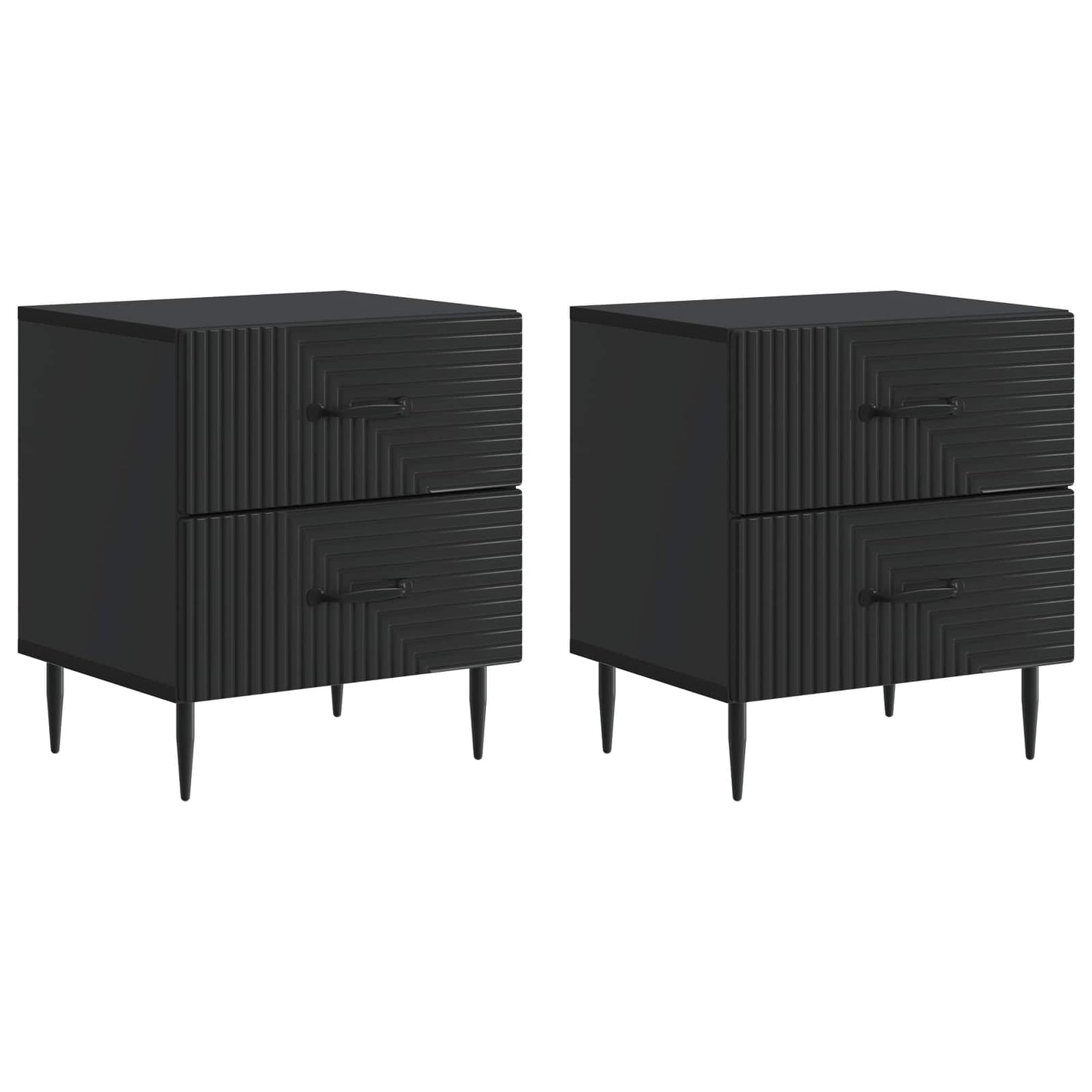 Nattduksbord 2 pcs Svart 43 x 34,5 x 47,5 cm Konstruerat trä