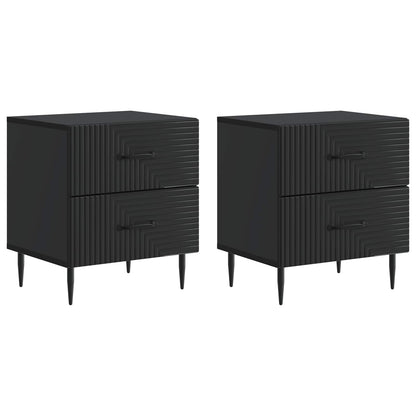Nattduksbord 2 pcs Svart 43 x 34,5 x 47,5 cm Konstruerat trä
