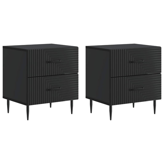 Nattduksbord 2 pcs Svart 43 x 34,5 x 47,5 cm Konstruerat trä