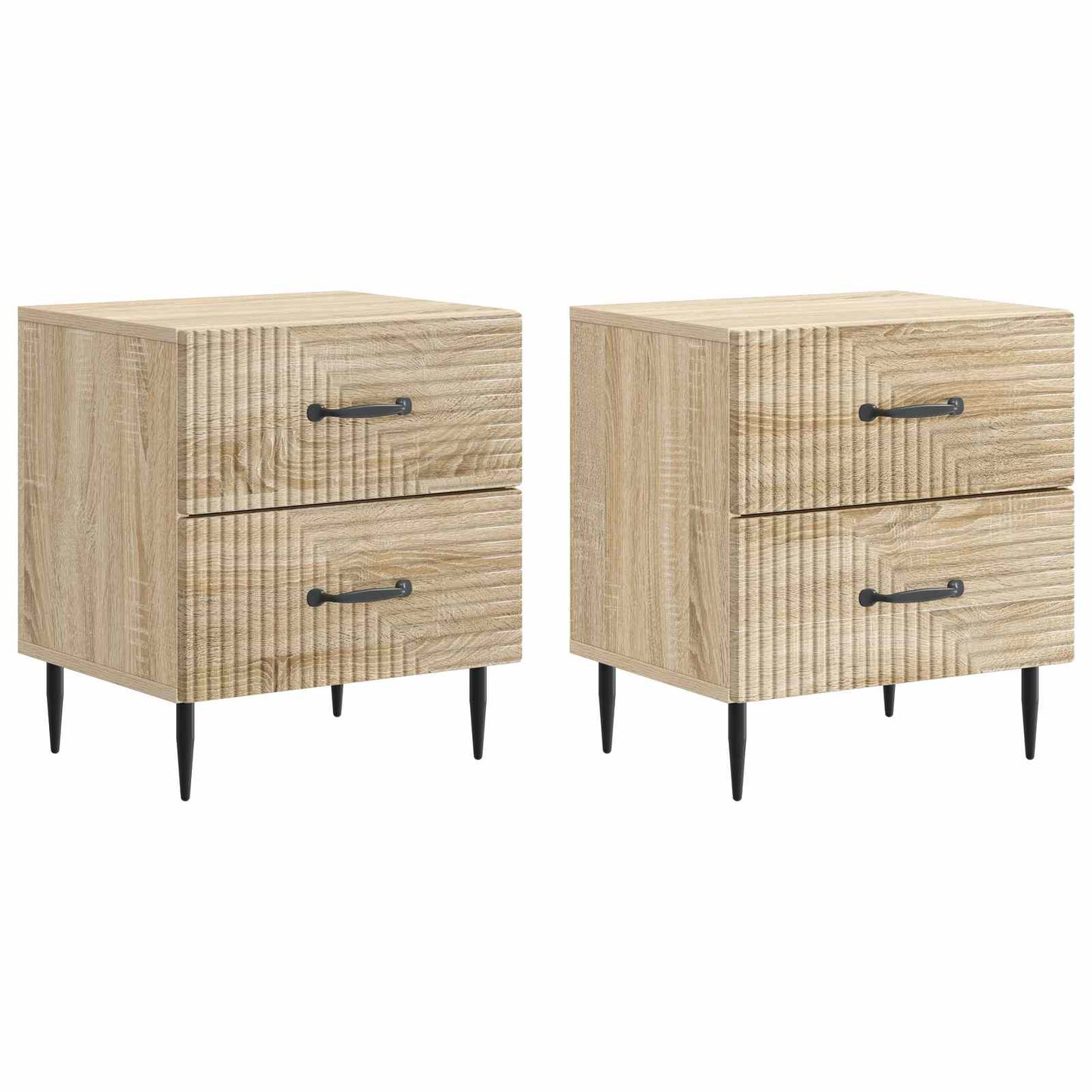Nattduksbord med låda 2 pcs Sonoma-ek 43 x 34,5 x 47,5 cm