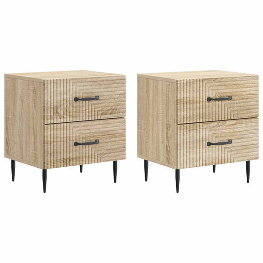 Nattduksbord med låda 2 pcs Sonoma-ek 43 x 34,5 x 47,5 cm
