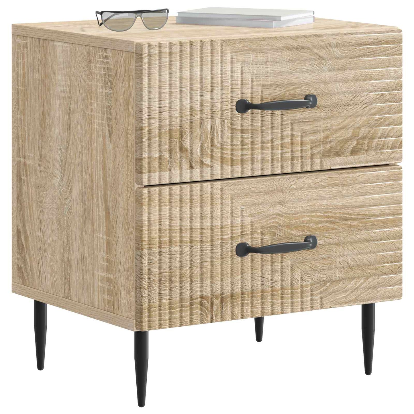 Nattduksbord med låda 2 pcs Sonoma-ek 43 x 34,5 x 47,5 cm