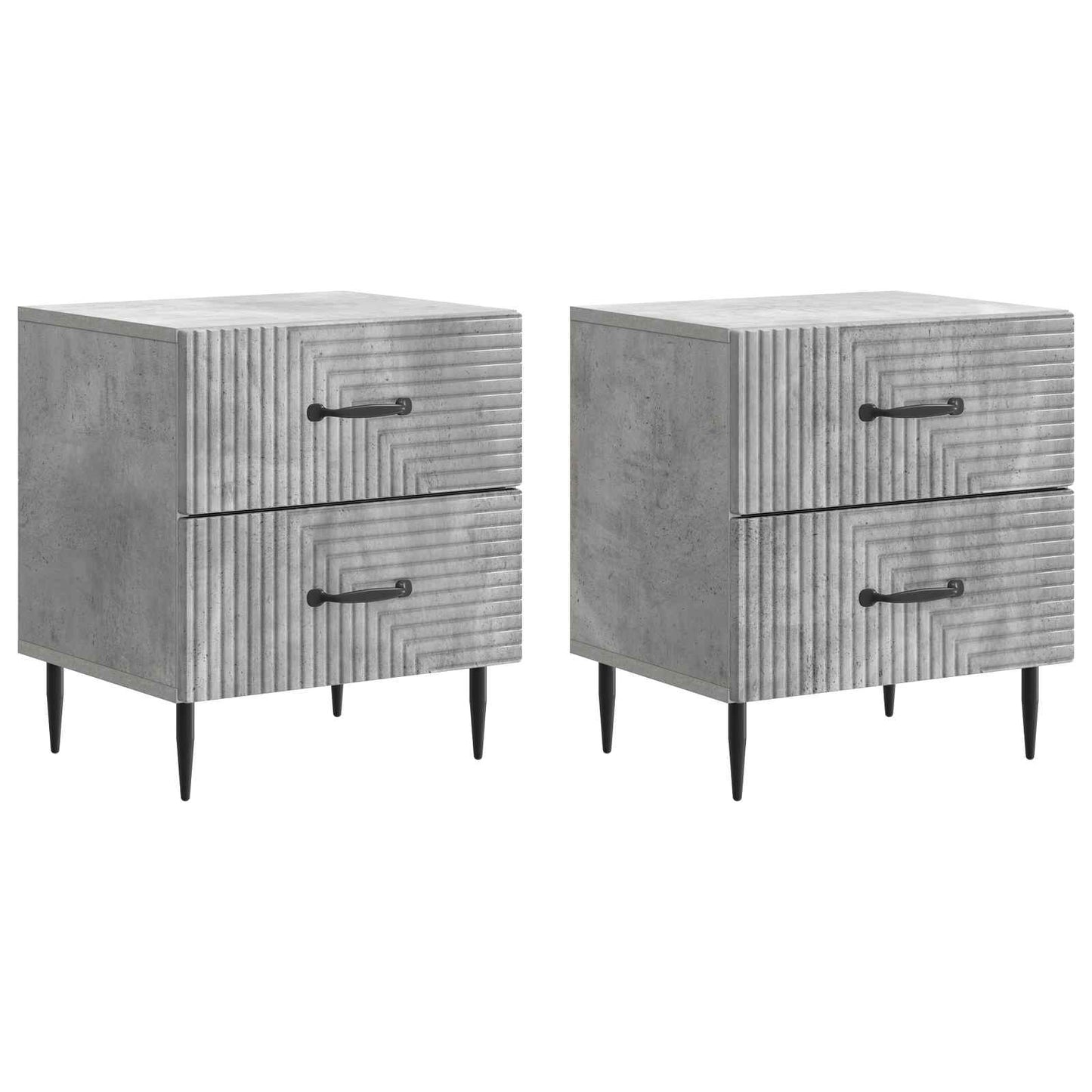 Nattduksbord med låda 2 pcs Betonggrå 43 x 34,5 x 47,5 cm