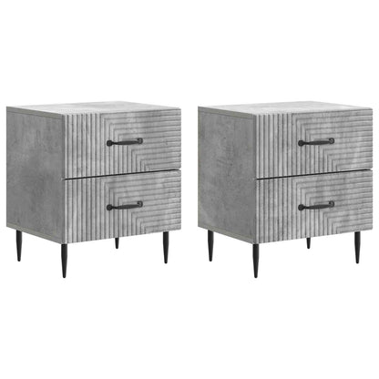 Nattduksbord med låda 2 pcs Betonggrå 43 x 34,5 x 47,5 cm