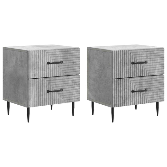 Nattduksbord med låda 2 pcs Betonggrå 43 x 34,5 x 47,5 cm
