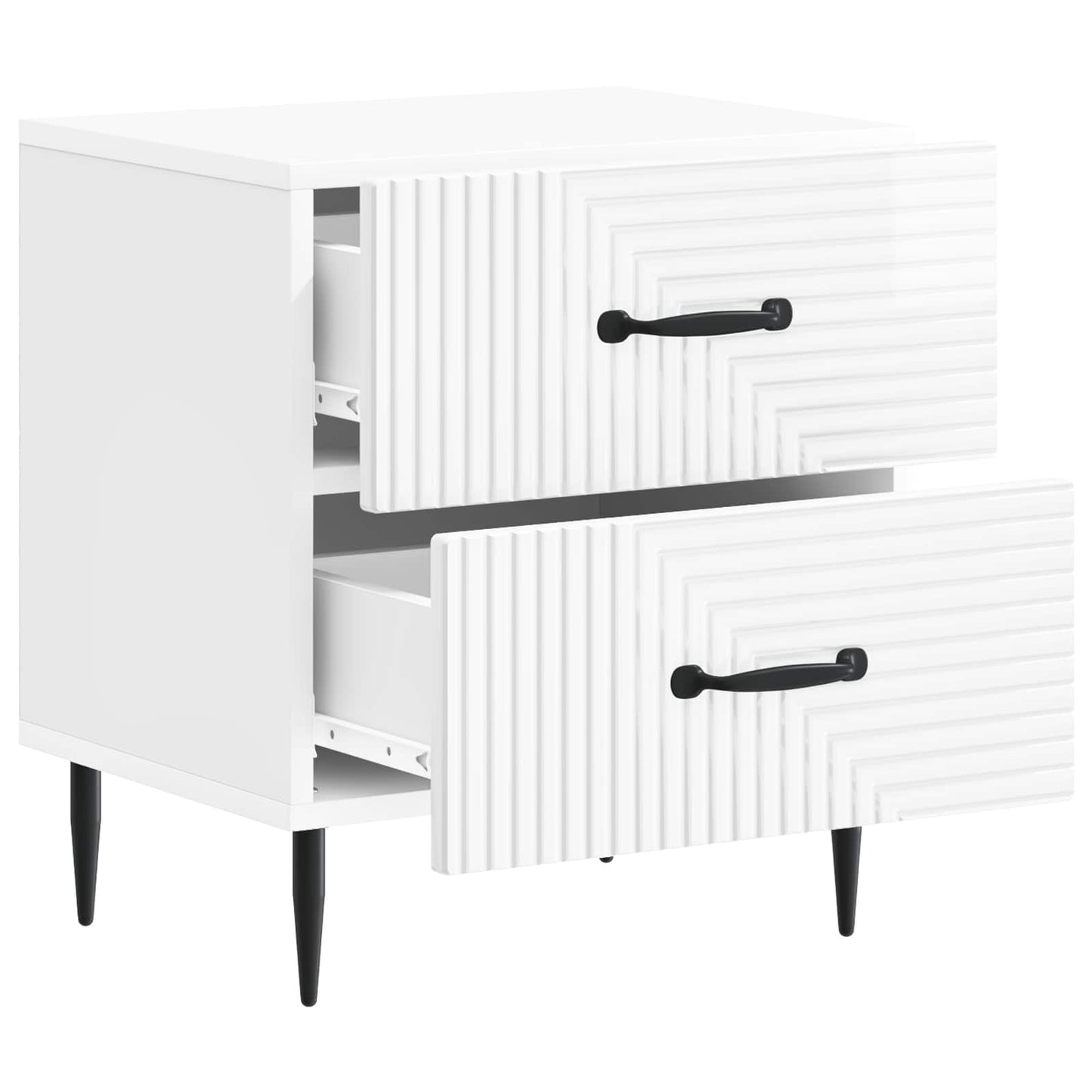 Nattduksbord med låda 2 pcs Vit högglans 43 x 34,5 x 47,5 cm