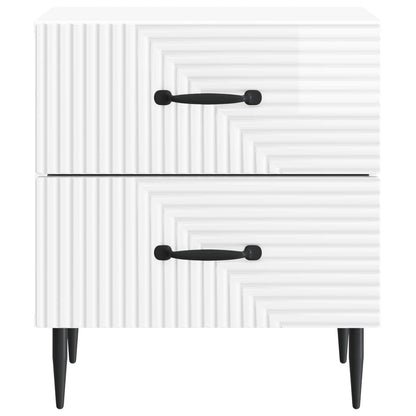 Nattduksbord med låda 2 pcs Vit högglans 43 x 34,5 x 47,5 cm