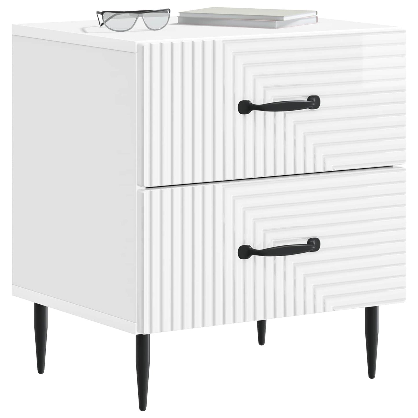 Nattduksbord med låda 2 pcs Vit högglans 43 x 34,5 x 47,5 cm