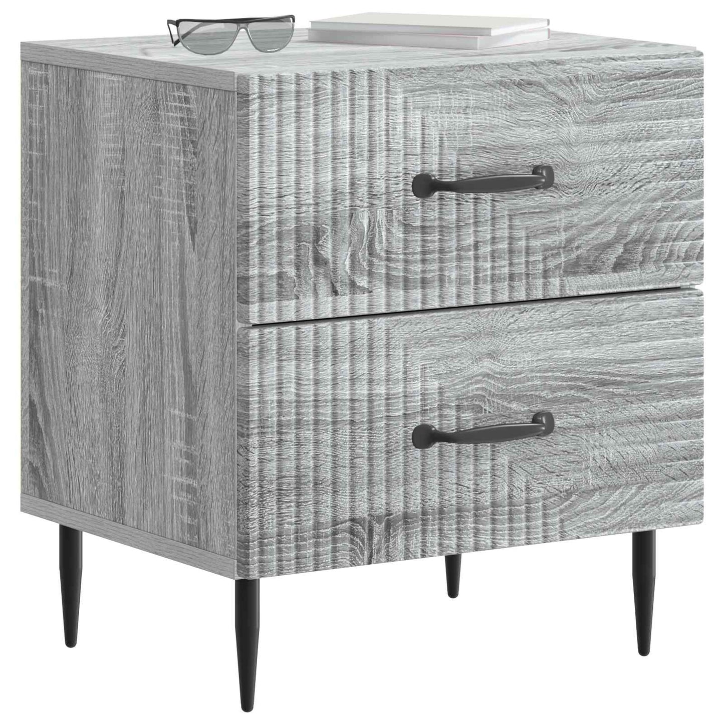 Nattduksbord med låda 2 pcs Grå sonoma-ek 43 x 34,5 x 47,5 cm