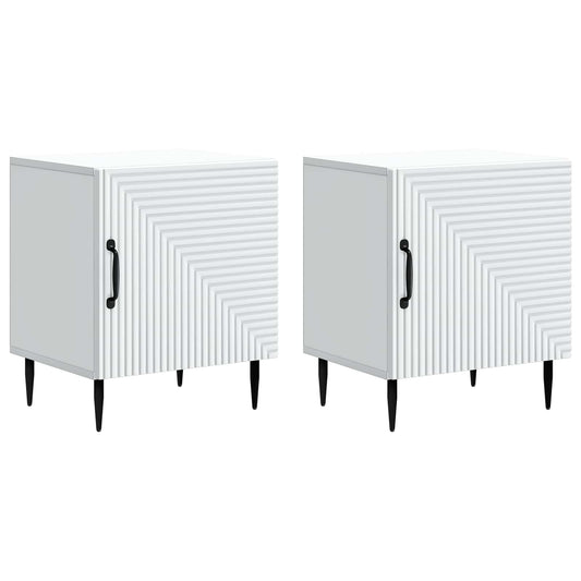Nattduksbord 2 pcs Vit 43 x 34,5 x 50 cm Konstruerat trä