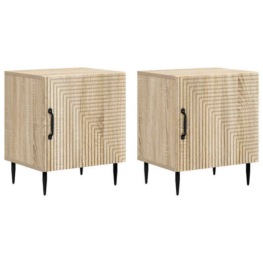 Nattduksbord 2 pcs Sonoma-ek 43 x 34,5 x 50 cm Konstruerat trä