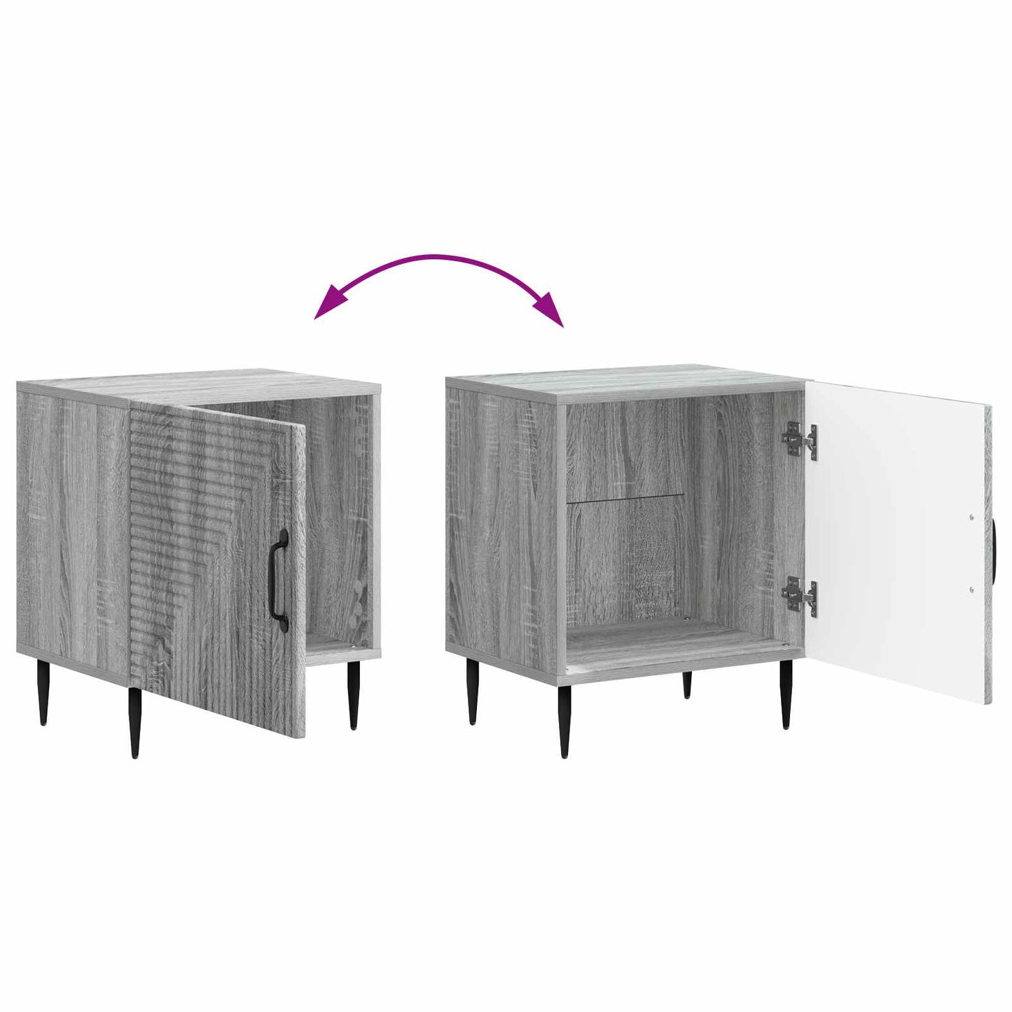 Nattduksbord 2 pcs Grå sonoma-ek 43 x 34,5 x 50 cm