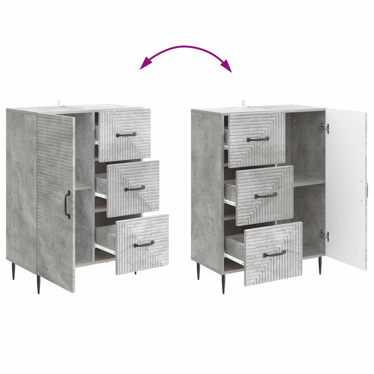 Sideboard Betonggrå 66 x 34,5 x 89,5 cm Konstruerat trä