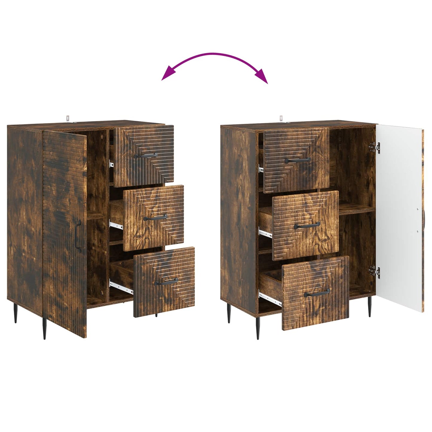 Sideboard med låda Rökt ek 66 x 34,5 x 89,5 cm Konstruerat trä