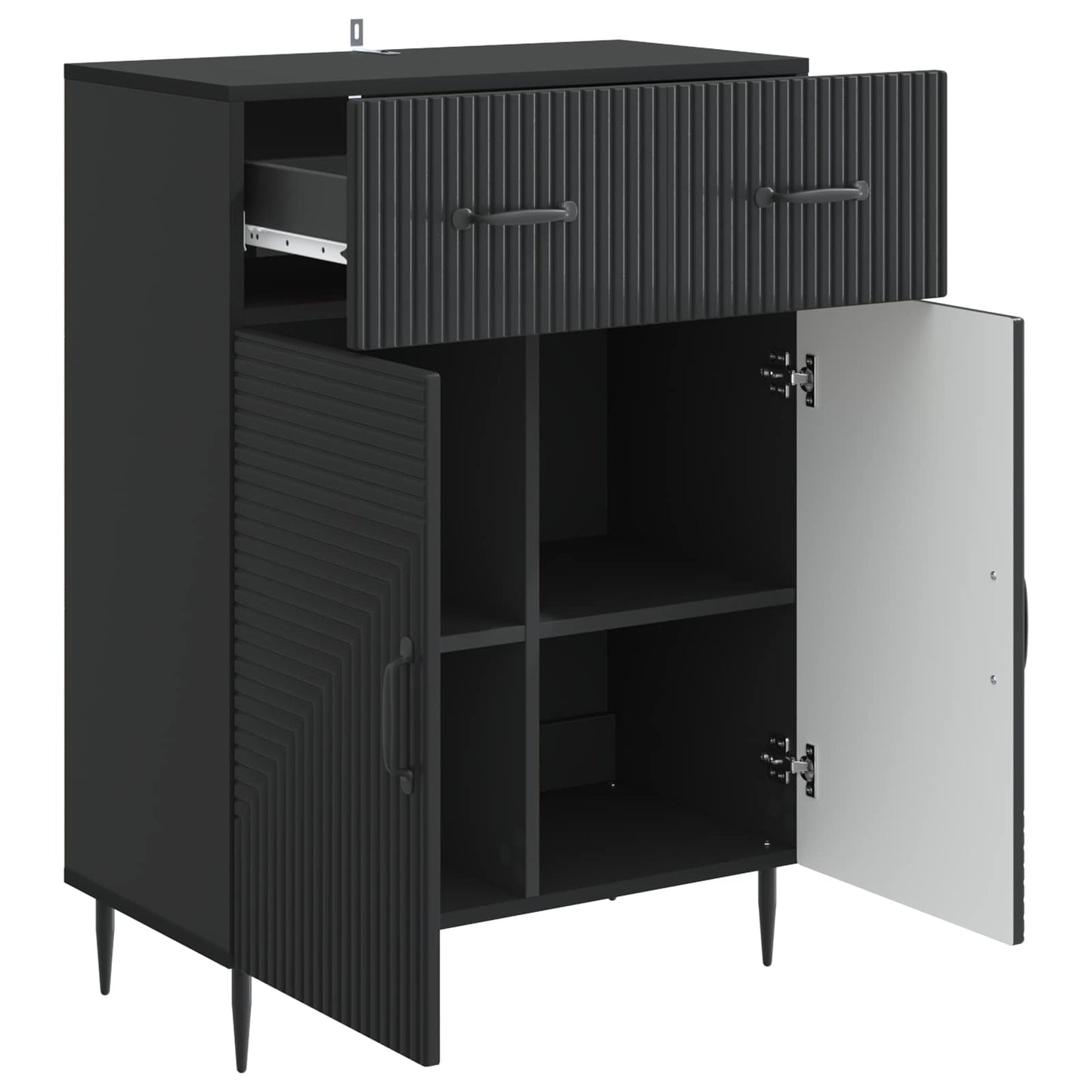 Sideboard med låda Svart 66 x 34,5 x 89,5 cm Konstruerat trä