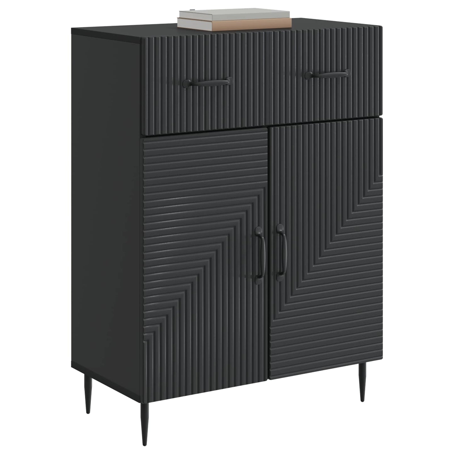 Sideboard med låda Svart 66 x 34,5 x 89,5 cm Konstruerat trä