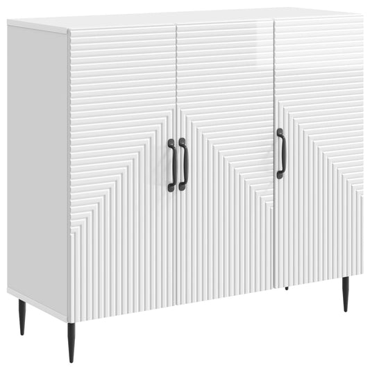 Sideboard Vit högglans 89 x 34,5 x 80 cm Konstruerat trä