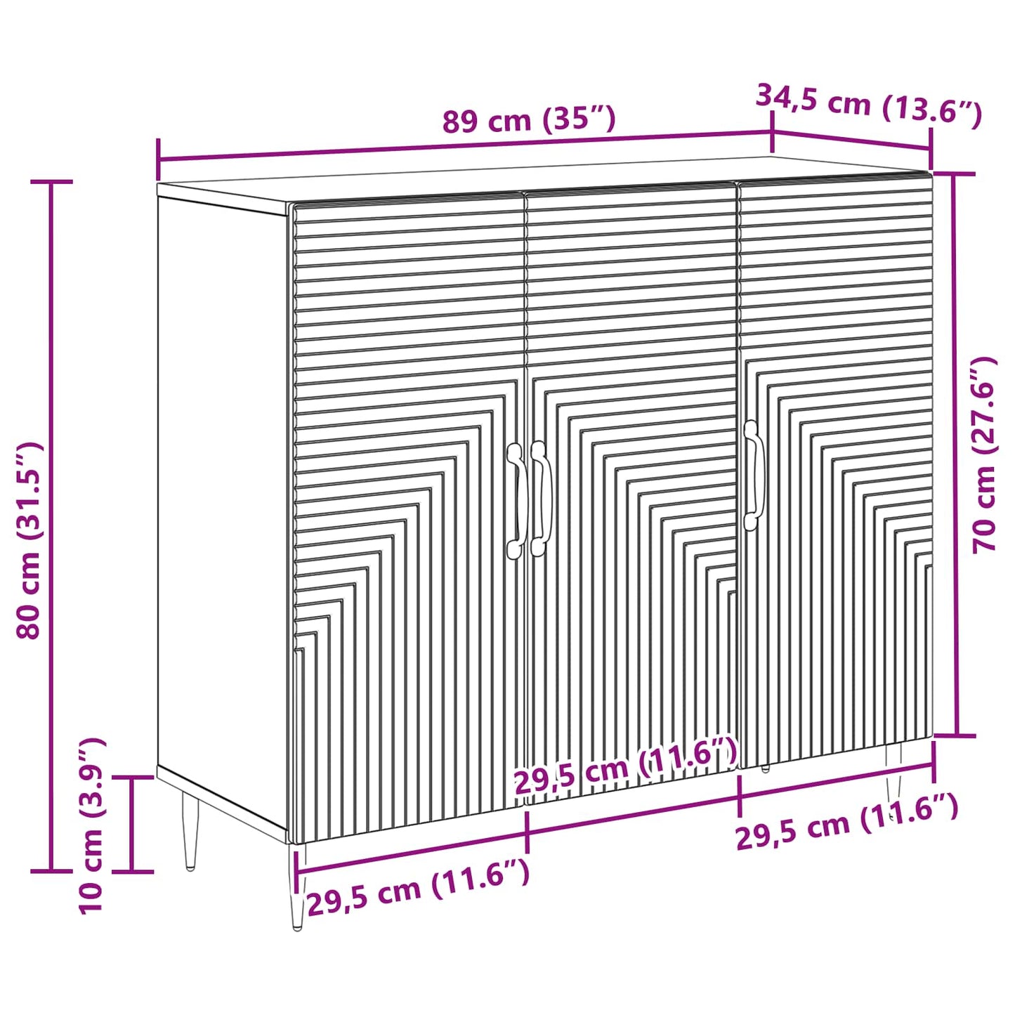 Sideboard Gammalt trä 89 x 34,5 x 80 cm Konstruerat trä