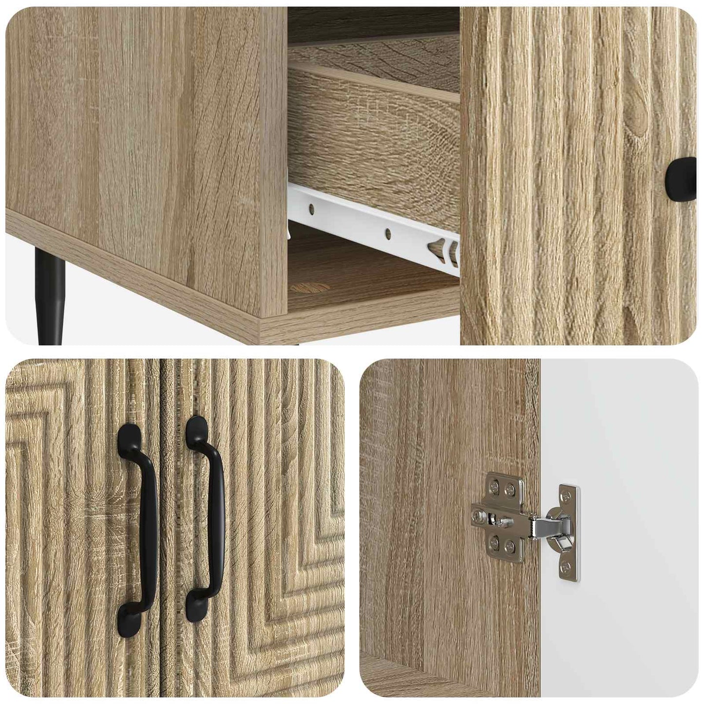 Sideboard med låda Sonoma-ek 66 x 34,5 x 95 cm Konstruerat trä