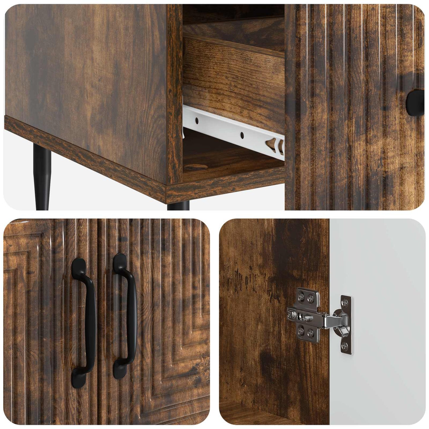 Sideboard med låda Rökt ek 66 x 34,5 x 95 cm Konstruerat trä