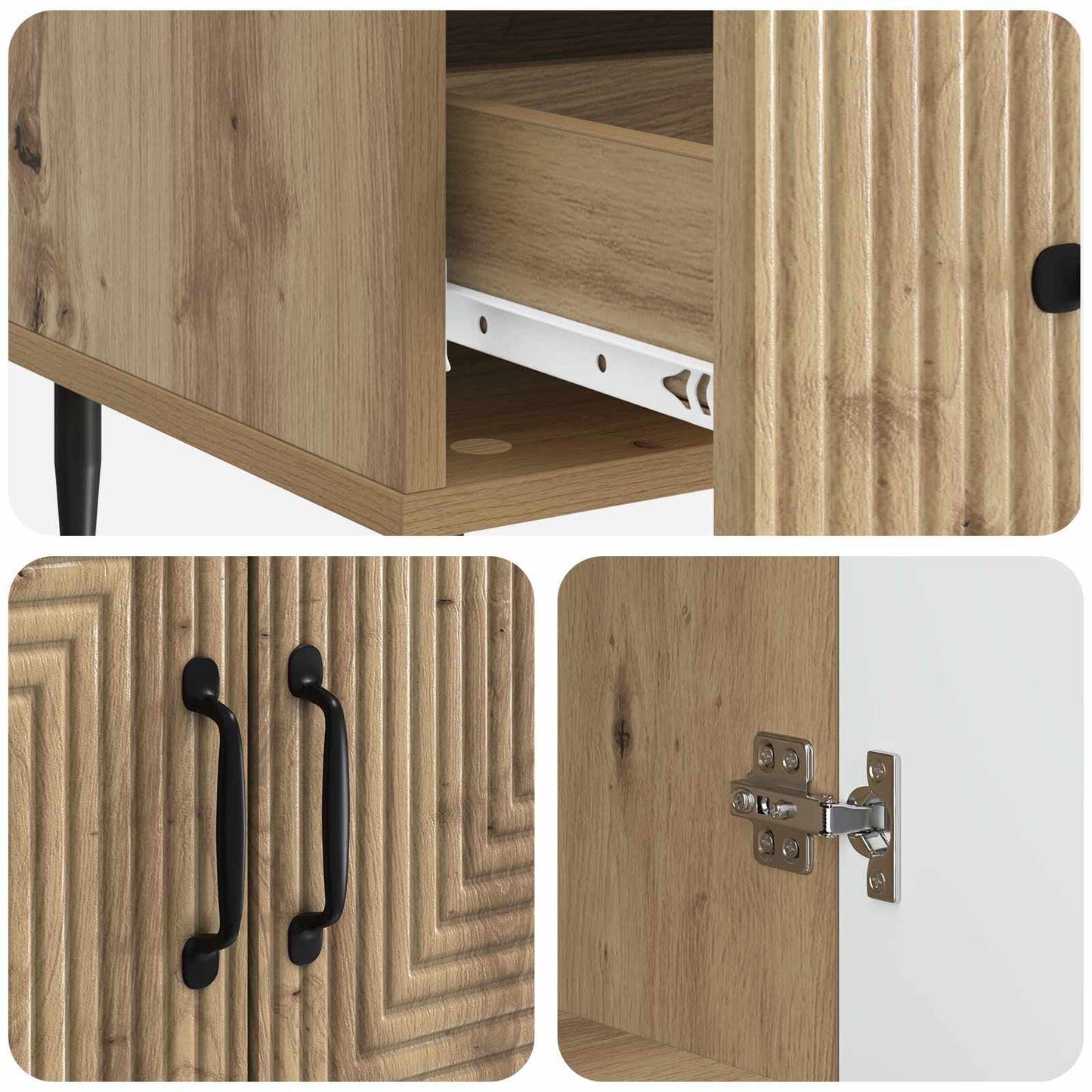 Sideboard med låda Artisan-ek 66 x 34,5 x 95 cm Konstruerat trä