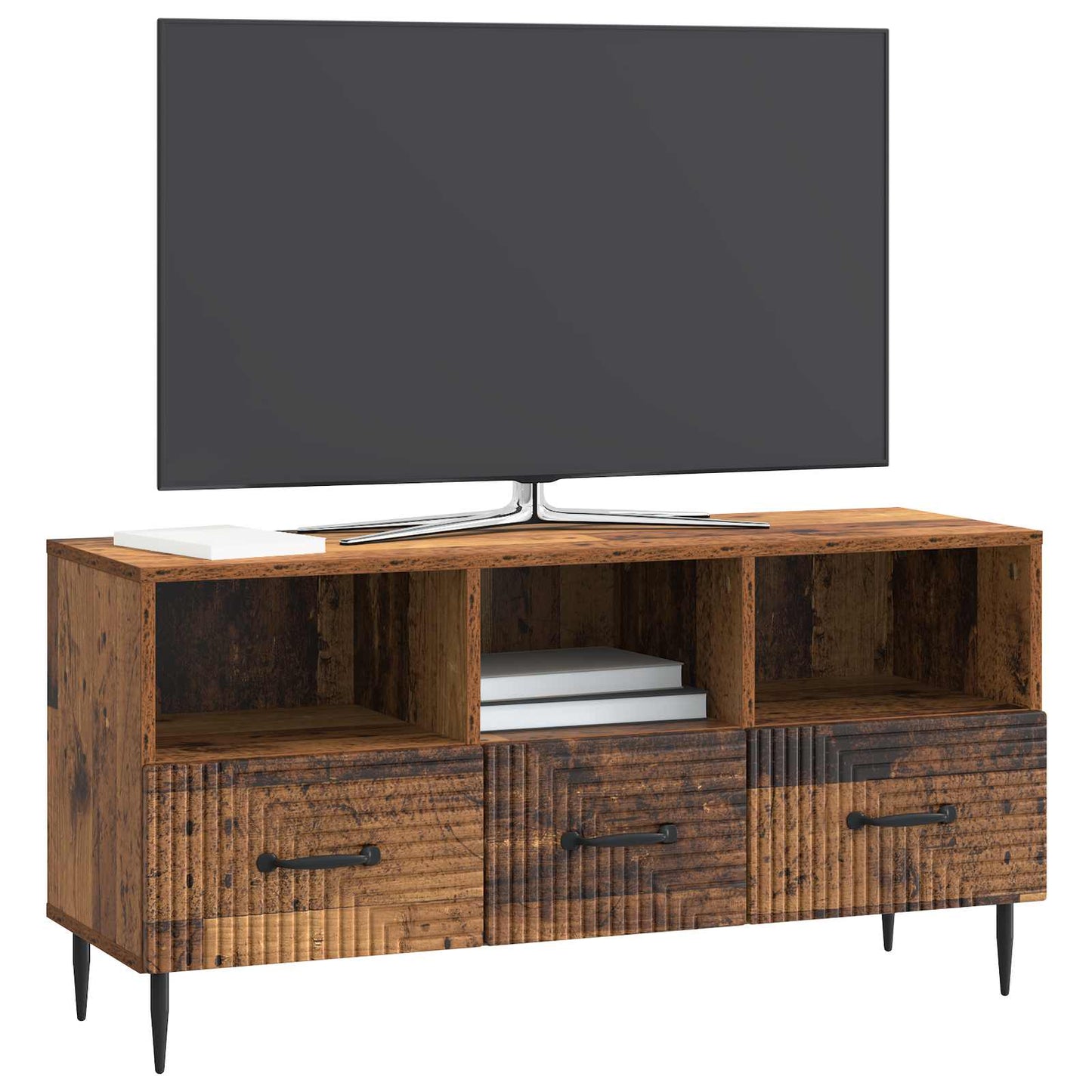 TV-skåp med låda Gammalt trä 102 x 34,5 x 50 cm Konstruerat trä