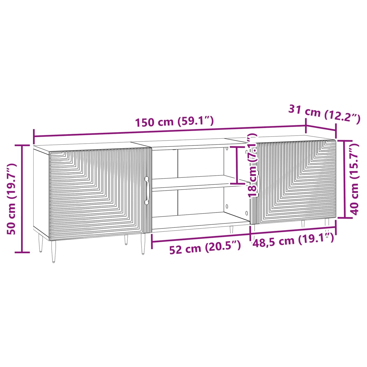 TV-skåp Vit högglans 150 x 31 x 50 cm Konstruerat trä