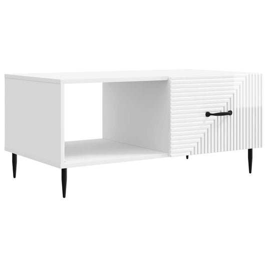 Kaffeebord Vit högglans 90 x 50 x 40 cm Konstruerat trä