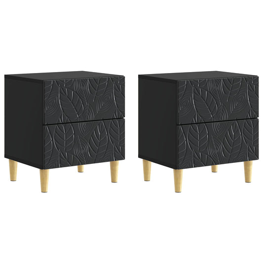 Sängbord 2 pcs Svart 43 x 34,5 x 48 cm Konstruerat trä