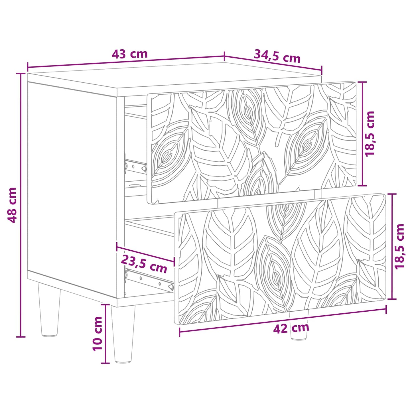 Sängbord 2 pcs Sonoma-ek 43 x 34,5 x 48 cm Konstruerat trä