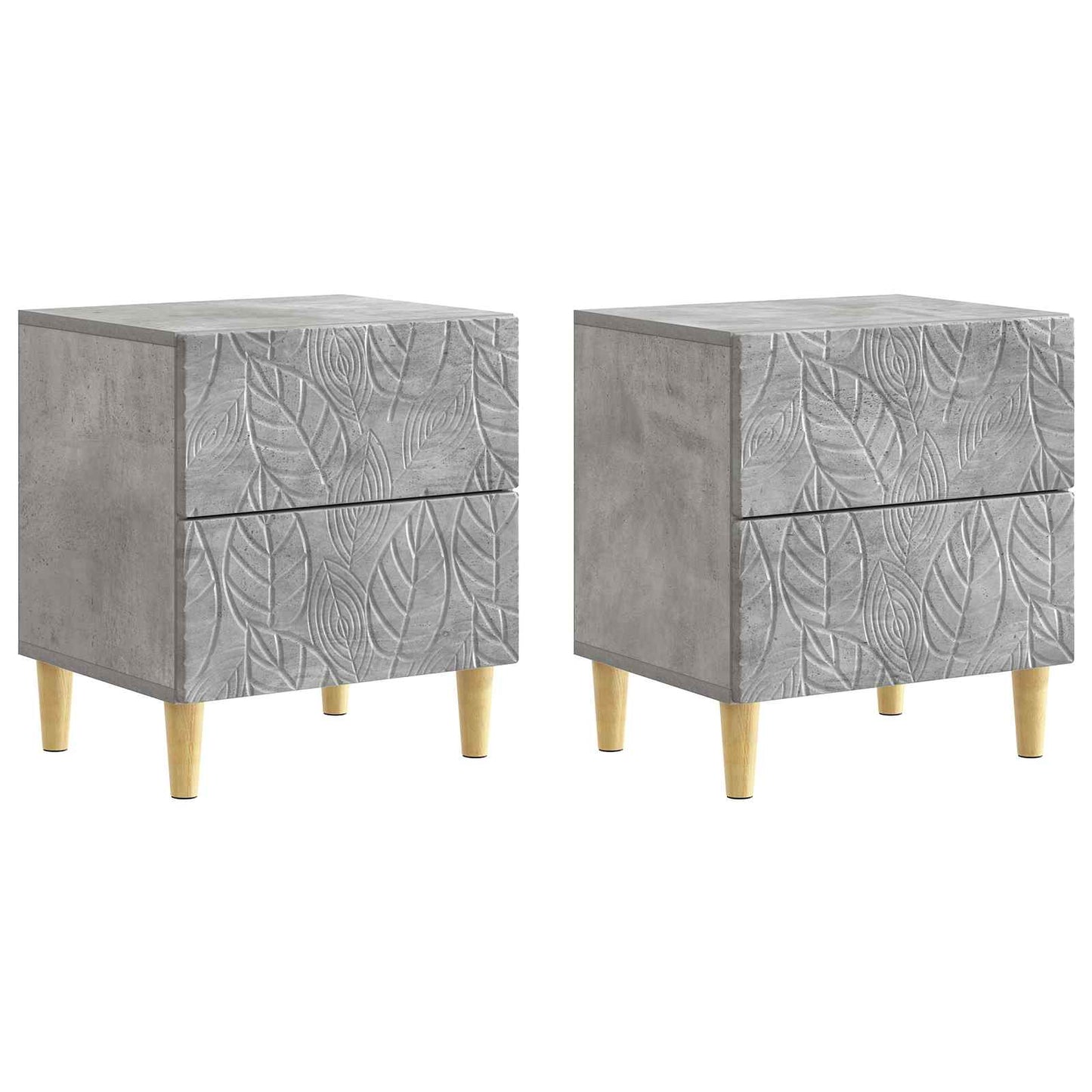 Sängbord 2 pcs Betonggrå 43 x 34,5 x 48 cm Konstruerat trä