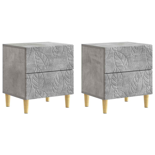 Sängbord 2 pcs Betonggrå 43 x 34,5 x 48 cm Konstruerat trä