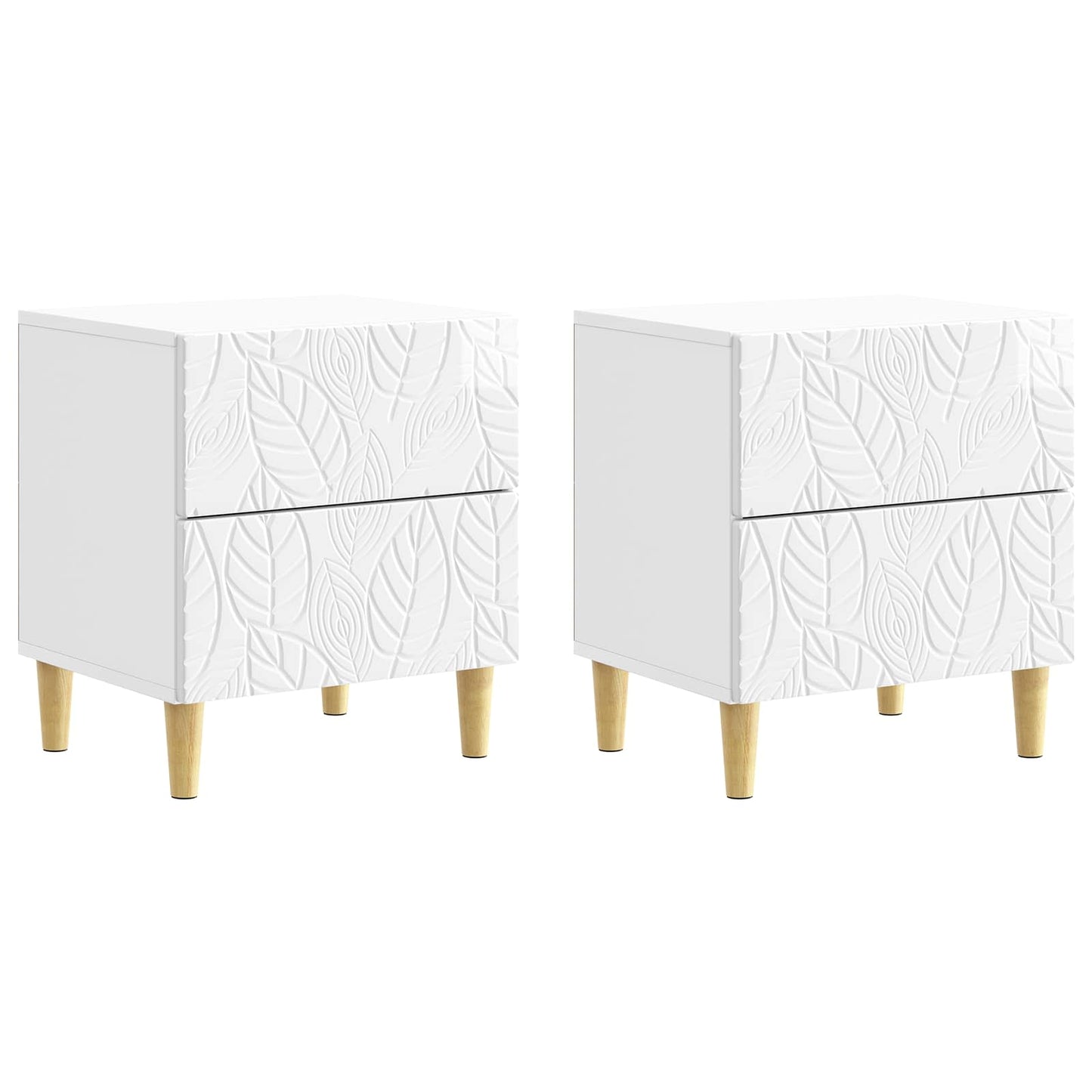 Sängbord 2 pcs Vit högglans 43 x 34,5 x 48 cm Konstruerat trä